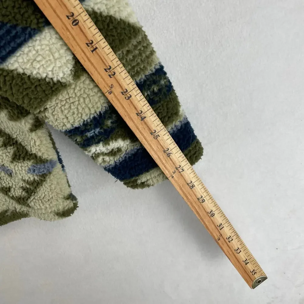 Wrangler Mens 1/4 Zip Sherpa Pullover SZ M Alpine Green Aztec Southwest